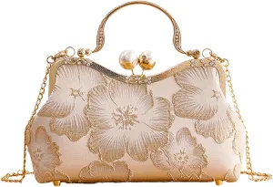 YeBon Retro Shoulder Chain Messenger Clutch Chinese Style Embroidered Jacquard Women's Evening Bags L