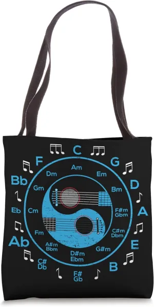 Yin Yang Acoustic Guitar Chords Guitarist Guitar Player Tote Bag