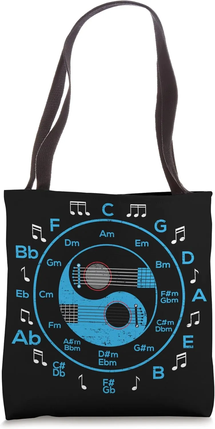 Yin Yang Acoustic Guitar Chords Guitarist Guitar Player Tote Bag