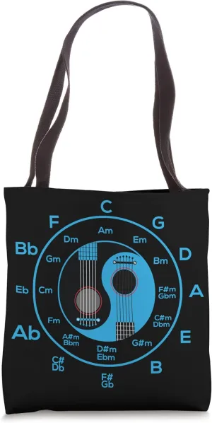 Yin Yang Acoustic Guitar Guitarist Chords Guitar Player Tote Bag