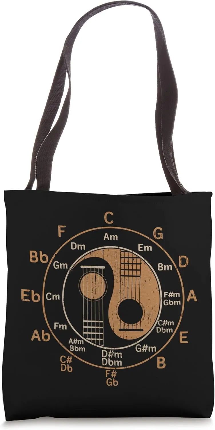 Yin Yang Acoustic Guitar Guitarist Guitar Player Chords Tote Bag