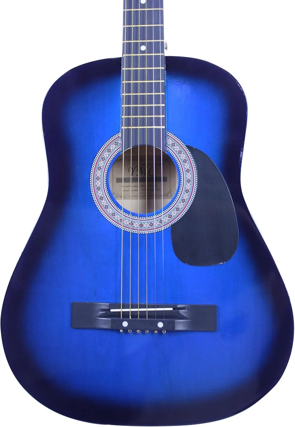 YMC 38" Blue Beginner Acoustic Guitar Starter Package Student Guitar with Gig Bag,Strap, 3 thickness 9 Picks,2 Pickguards,Pick Holder, Extra Strings, Electronic Tuner -Blue