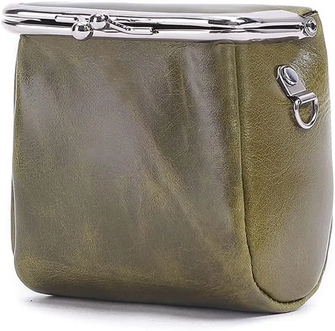 Yohora Women’s Genuine Leather Shoulder Bag Kiss Lock Crossbady Purse Retro Satchel Wallet Waterproof Coin Commuter Pouch