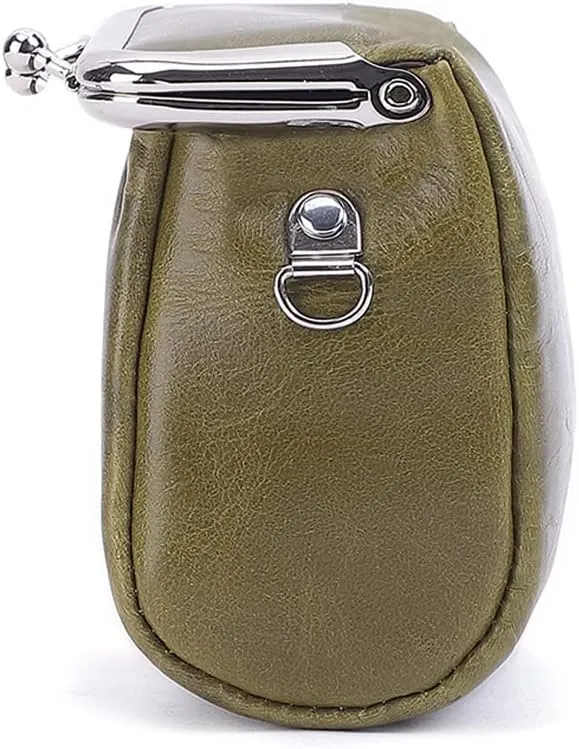 Yohora Women’s Genuine Leather Shoulder Bag Kiss Lock Crossbady Purse Retro Satchel Wallet Waterproof Coin Commuter Pouch