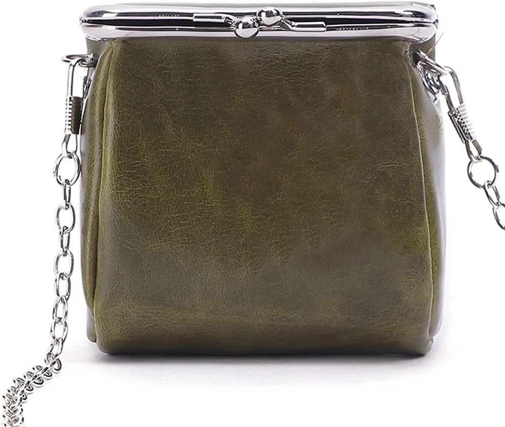 Yohora Women’s Genuine Leather Shoulder Bag Kiss Lock Crossbady Purse Retro Satchel Wallet Waterproof Coin Commuter Pouch