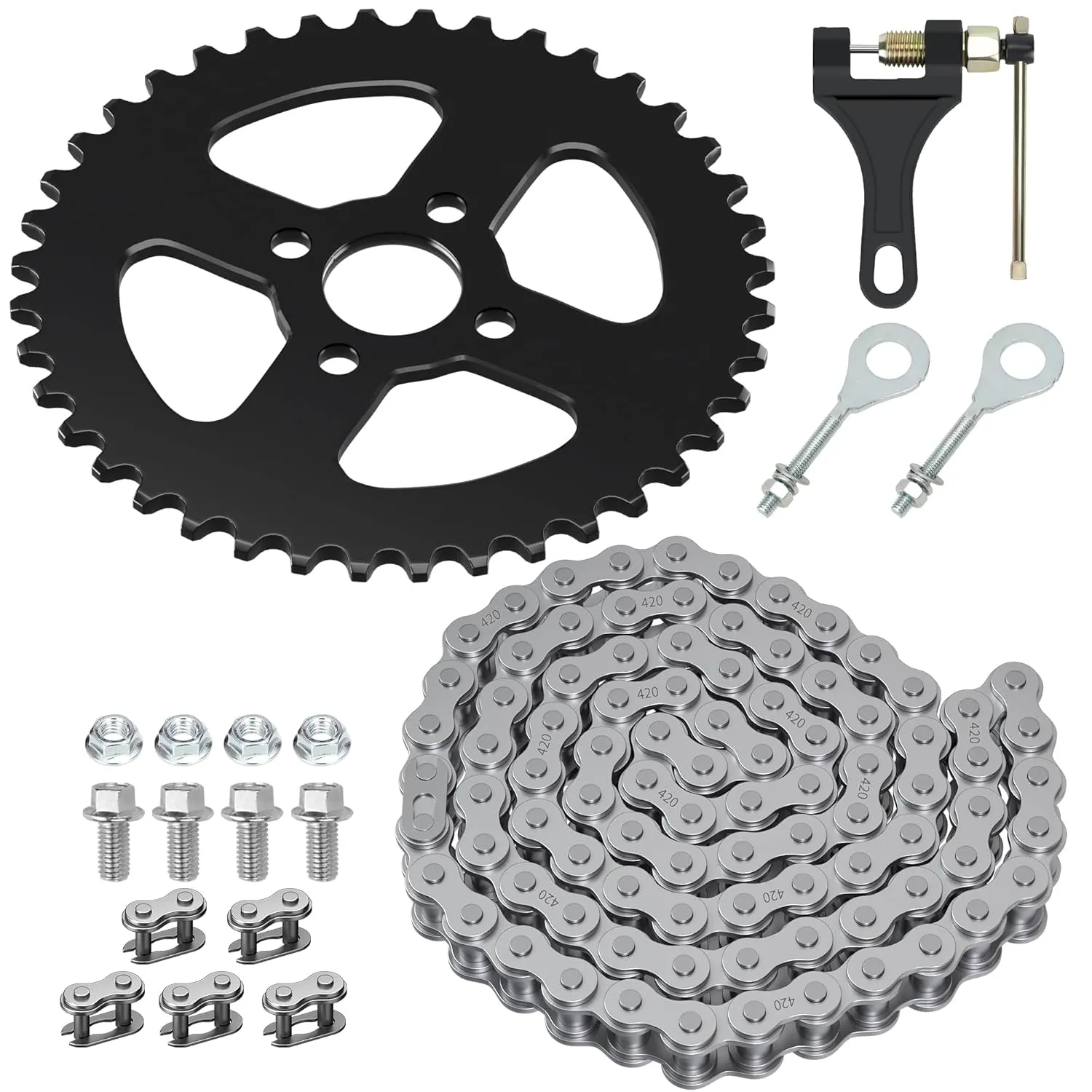 YOXUFA 40 Tooth Sprocket 420 Chain with Rear Drive Chain 90 Links Replacement for Coleman Mini Bike CT200U BT200X CT200U-EX Baja Warrior TrailMaster MB200 Axis M200 Predator 212 196cc 200cc 6.5hp Part