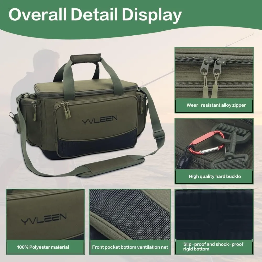 YVLEEN Fishing Tackle Box Bag - Outdoor Large Fishing Tackle Storage Bag - 100% Water-Resistant Polyester Material - Fishing Tackle Bags - Suitable for 3600 3700 Tackle Box