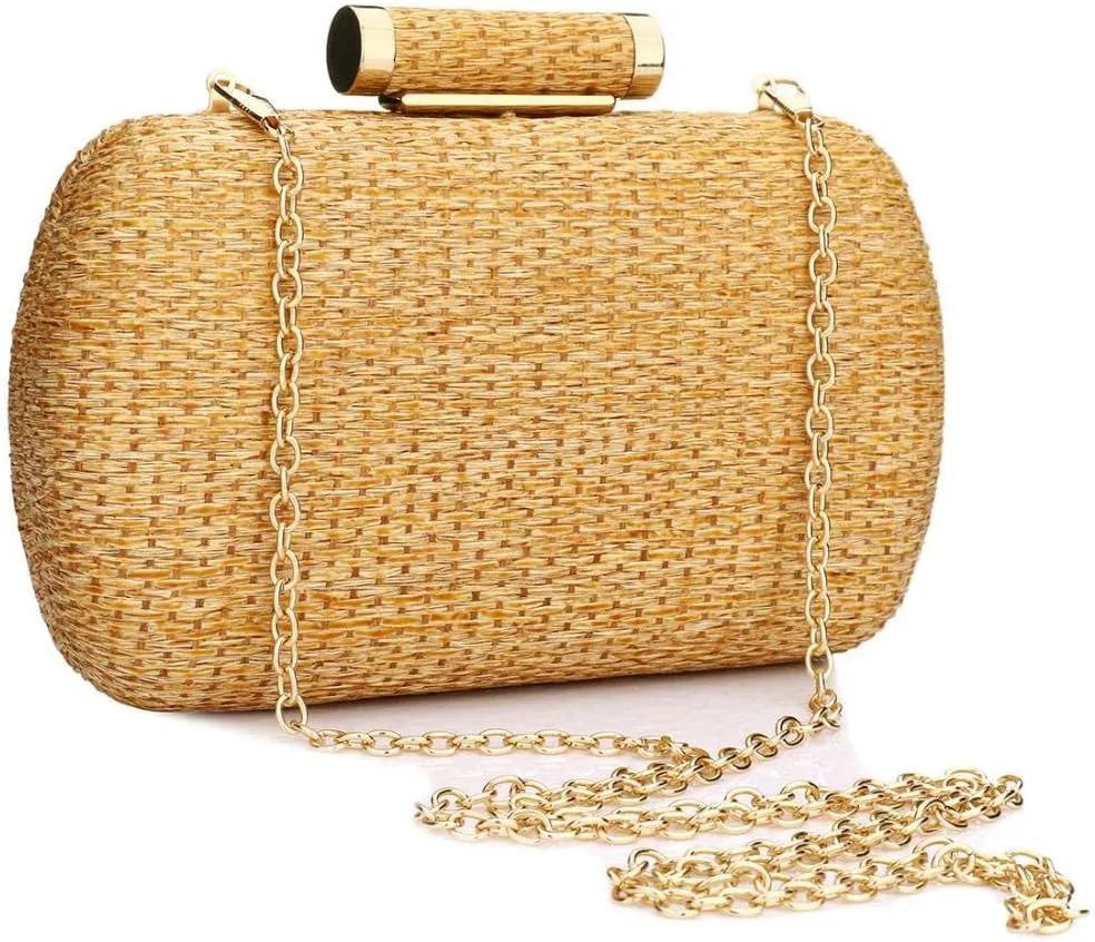YYW Straw Clutch Purse for Women Wedding Hand-Woved Evening Straw Handbag Party Wedding Summer Beach Bag Wicker clutch