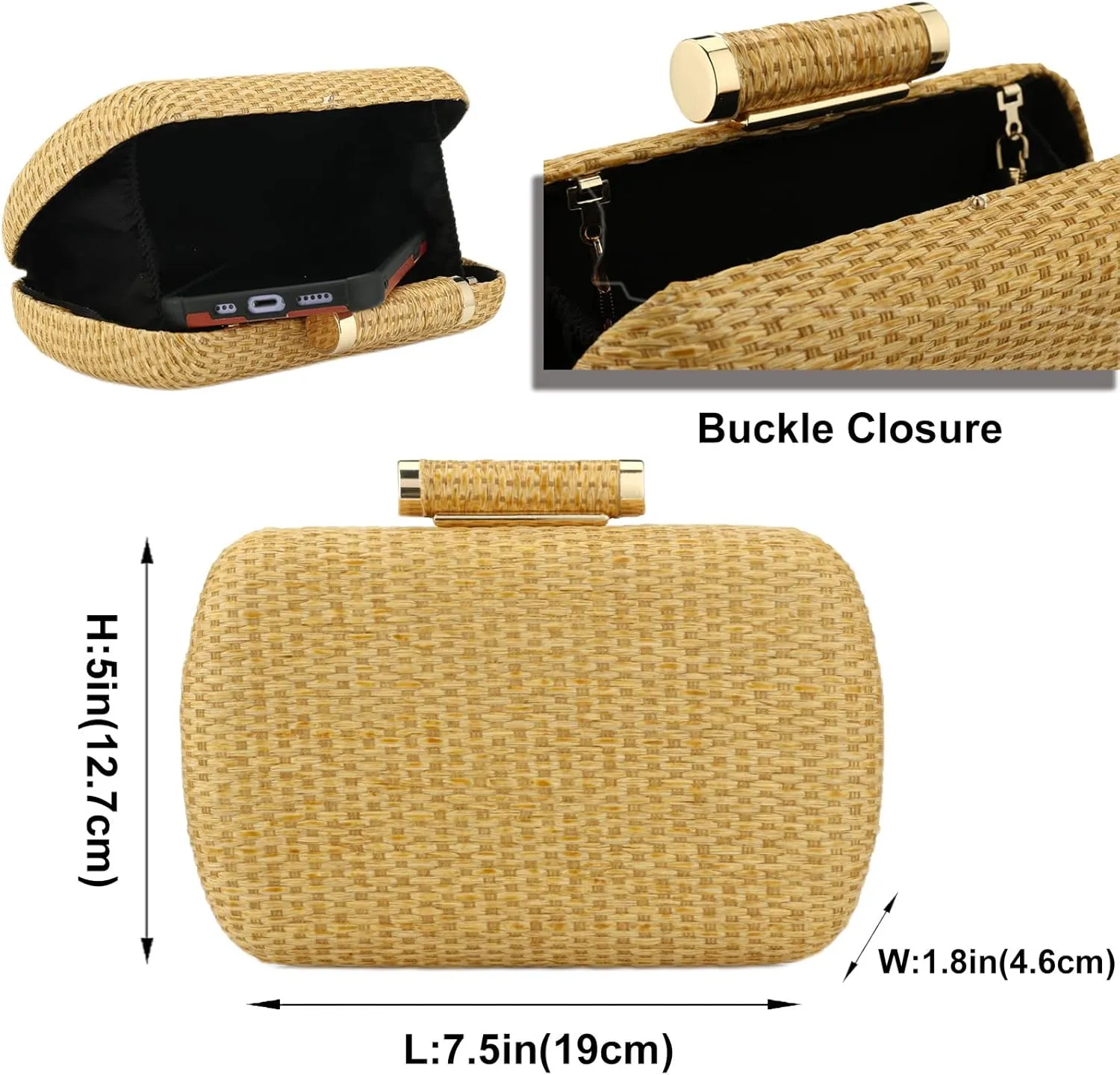 YYW Straw Clutch Purse for Women Wedding Hand-Woved Evening Straw Handbag Party Wedding Summer Beach Bag Wicker clutch