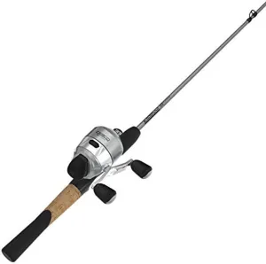 Zebco 33 Platinum Spincast Reel and Fishing Rod Combo, Anti-Reverse Clutch, Silver