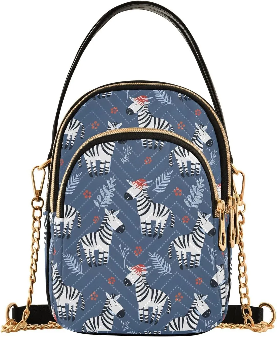 Zebra Flower Blossom Animal Crossbody Bag for Women Mini Cell Phone Purse Women's Shoulder Handbag