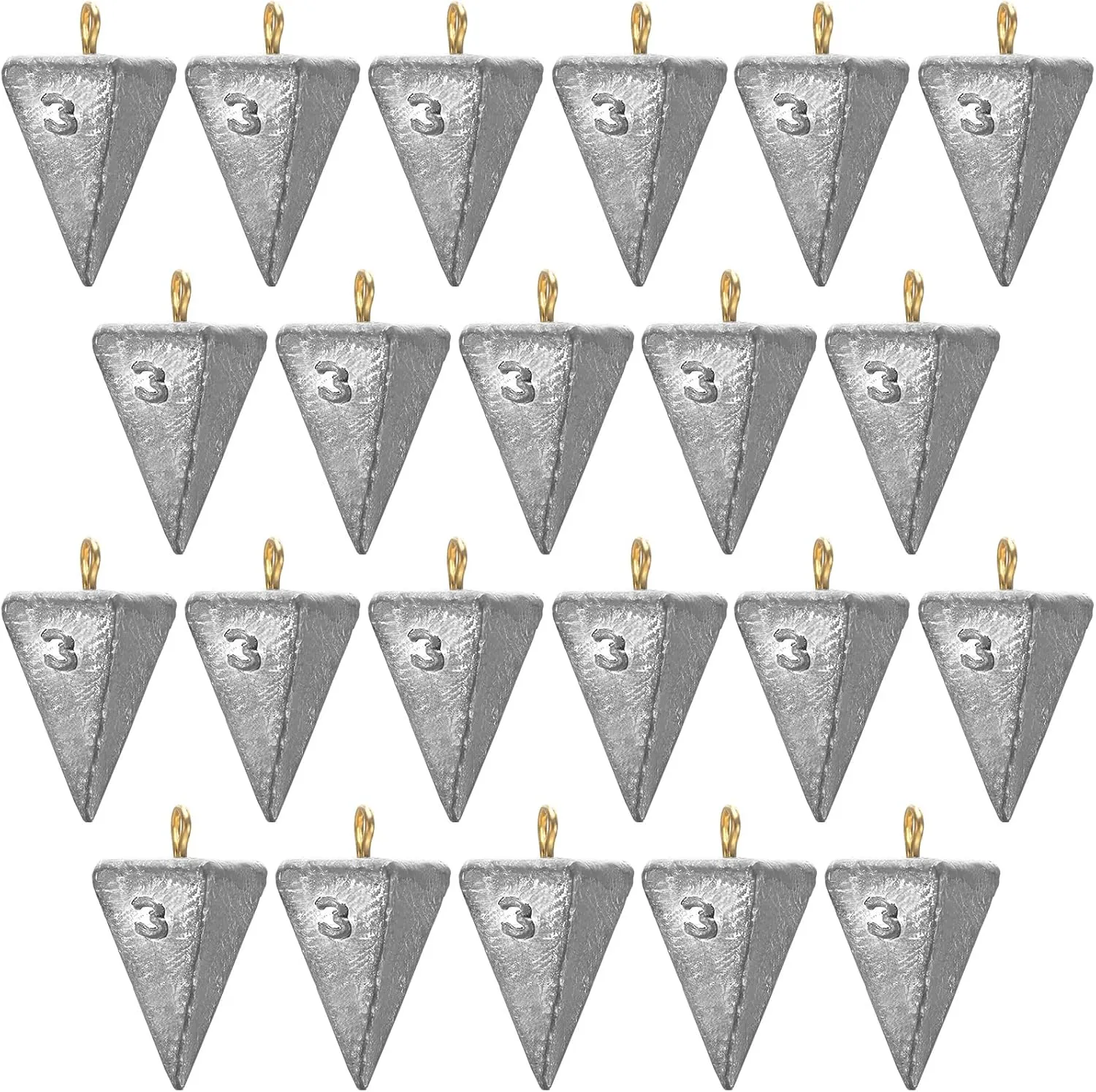Zhanmai 27 Pieces Pyramid Fishing Weights Sinkers Triangle Rig Pyramid Sinkers for Ocean Saltwater Surf Bass Catfish Fishing Weights Casting Gear Tackle Essential