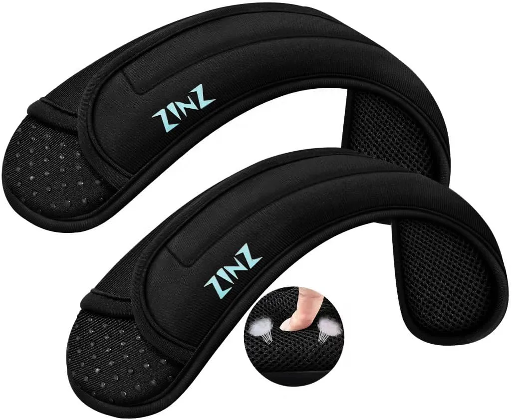 ZINZ 2-Pack Universal Shoulder Pad with Ultra thick Cushion for Bag Luggage Bag Crossbody, Plus Long & Anti-Slip & Breathable,Black-2Pack