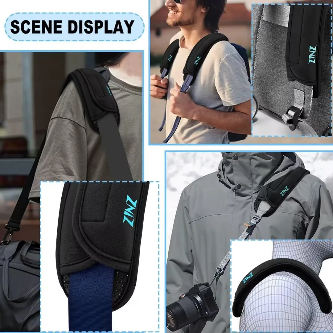 ZINZ 2-Pack Universal Shoulder Pad with Ultra thick Cushion for Bag Luggage Bag Crossbody, Plus Long & Anti-Slip & Breathable,Black-2Pack