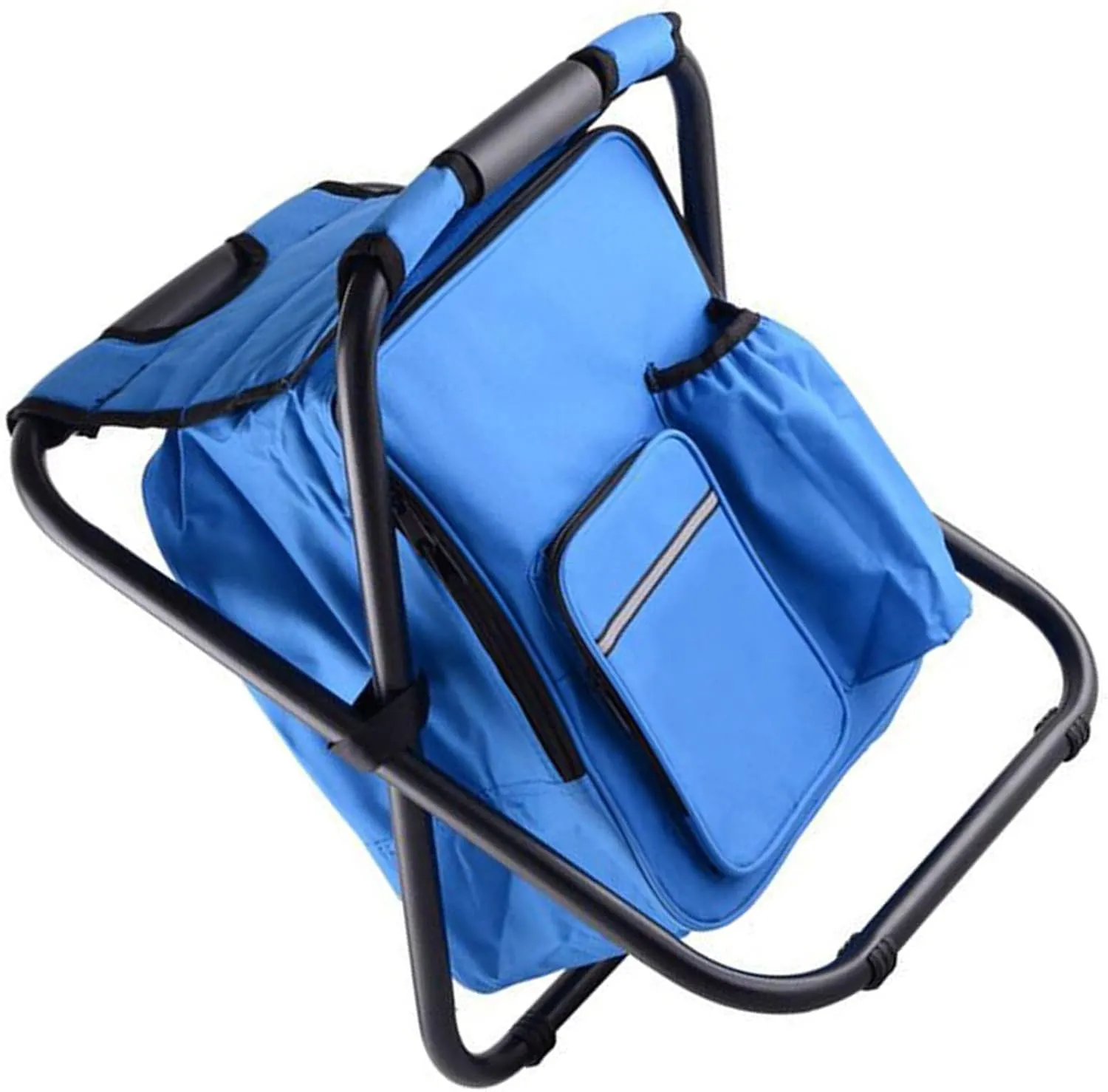 ZJchao Backpack Cooler Chair Lightweight Large Capacity Folding Camping Stool Portable Seat for Travel Beach Hiking Picnic (Blue)
