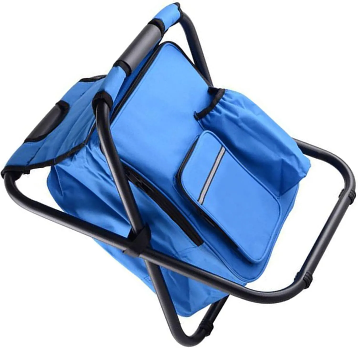 ZJchao Backpack Cooler Chair Lightweight Large Capacity Folding Camping Stool Portable Seat for Travel Beach Hiking Picnic (Blue)