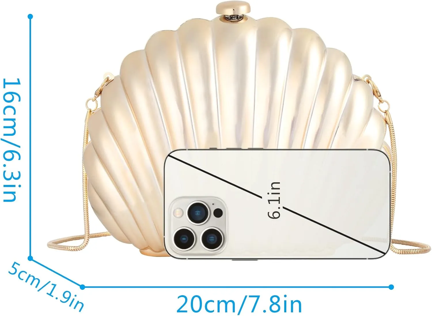 ZLM BAG US Glitter Seashell Evening Clutch Purse Mini Chain Crossbody Bag Pu Leather Shell Pearl Shoulder Bag