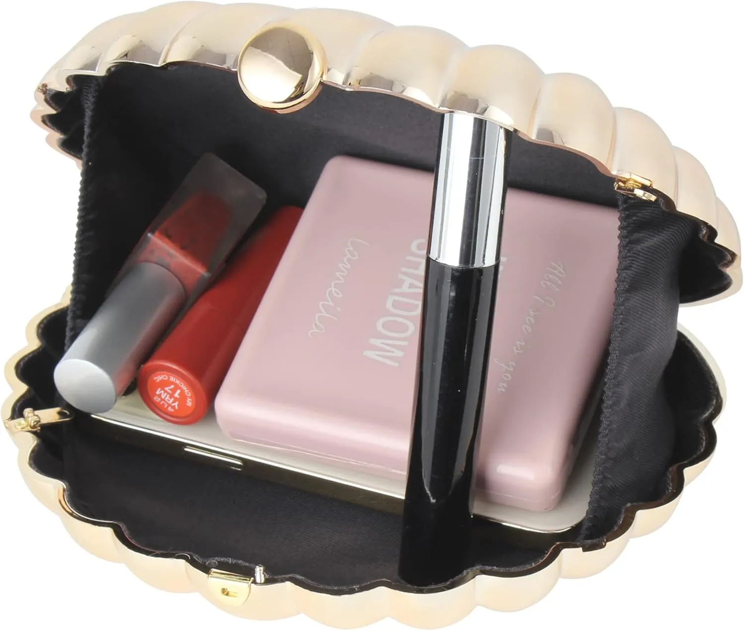 ZLM BAG US Glitter Seashell Evening Clutch Purse Mini Chain Crossbody Bag Pu Leather Shell Pearl Shoulder Bag