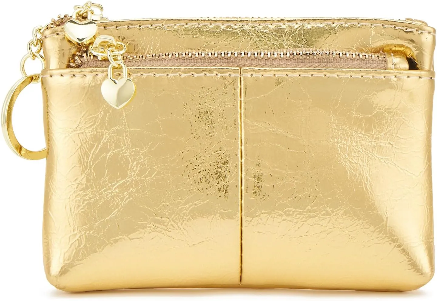 ZOOEASS Women Genuine Leather Zip Mini Coin Purse With Key Ring Triple Zipper Card Holder Wallet