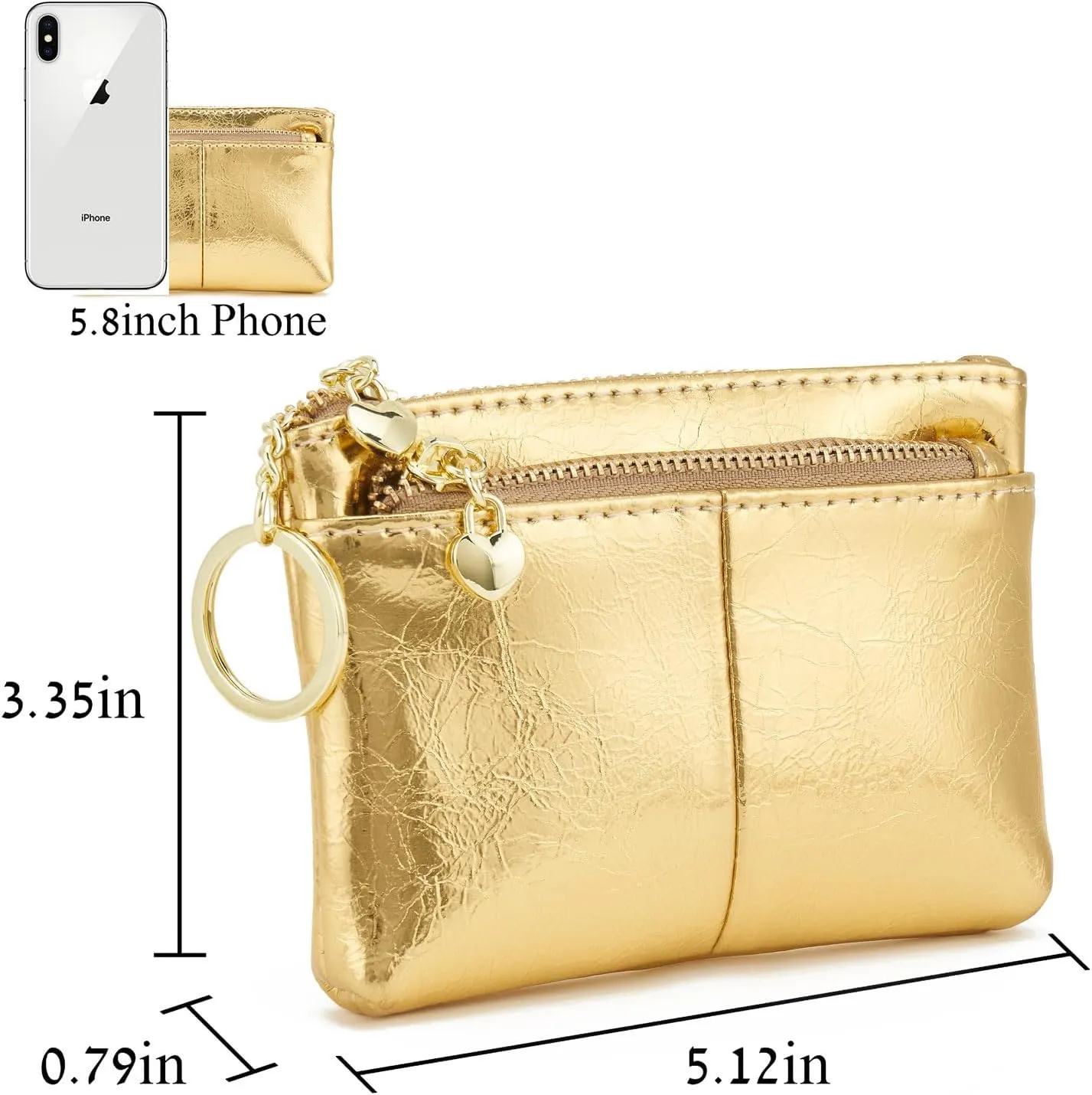 ZOOEASS Women Genuine Leather Zip Mini Coin Purse With Key Ring Triple Zipper Card Holder Wallet