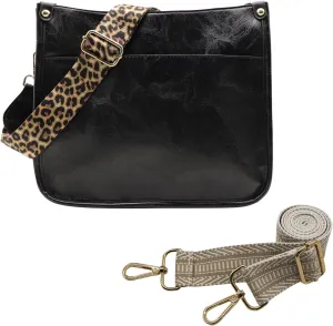 Zyyfly Vegan Leather Purse Medium Size Crossbody Bags for Women with Leopard Guitar Strap
